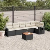 Set Divani da Giardino con Cuscini 7pz Nero Polyrattan 3224572