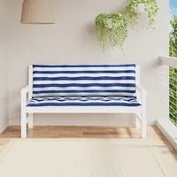 Cuscini Panca Giardino 2pz Righe Bianche Blu 150x50x7cm Tessuto 361709