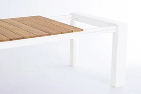 Tavolo Da Esterno In Alluminio Piano In Teak Allungabile 100x228/294 Cm Cameron Bianco Bizzotto
