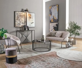 Set di 2 pouf contenitore POLINA in velluto grigio-nero