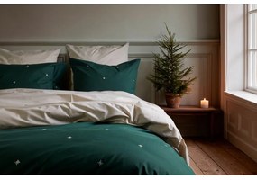 Set copripiumino e federa beige in percalle di cotone per letto singolo 140x200 cm Christmas Fable – JUNA