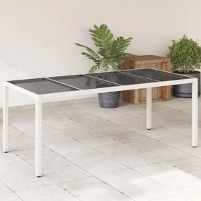 Tavolo giardino piano in vetro bianco 190x90x75 cm polyrattan