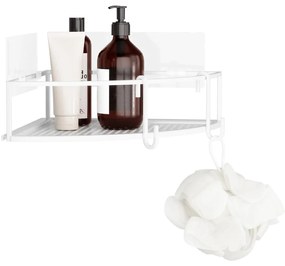 Mensole angolari bianche autoportanti in acciaio per bagno 2 pezzi Cubiko - Umbra