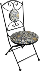 Set Bistrot Tavolo Maioliche Tondo 60 Cm Con 2 Sedie Pieghevoli Amalfi