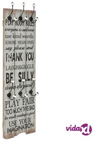 vidaXL Appendiabiti da Parete con 6 Ganci THANK YOU 120x40 cm