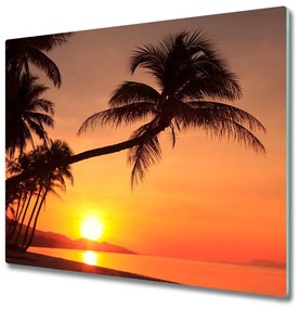 Tagliere in vetro temperato Spiaggia al calare del sole 60x52 cm