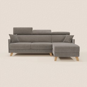 Sole Divano letto matrimoniale angolare con penisola contenitore e poggiatesta reclinabili - tessuto smacchiabile T23