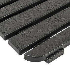 Pedana doccia antiscivolo 80x50 cm nero con effetto legno in plastica