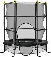 Trampolino Tappeto Elastico per Bambini 3-10 Anni con Rete e Pali Imbottiti in Acciaio 163x163 cm in PP e Schiuma Nero