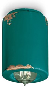 Plafoniera Vintage Ceramica Verde 1 Luce E14