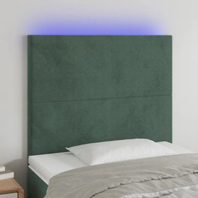 Testiera A Led Verde Scuro 80x5x118/128 Cm İn Velluto /