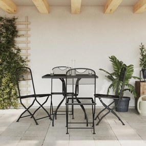 Set Da Pranzo Da Giardino 5pz Antracite İn Rete Metallica /