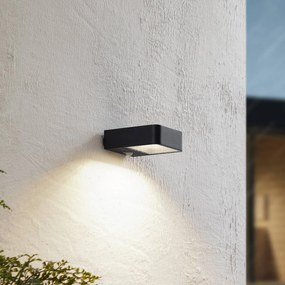 Lucande LED applique da esterno Dava, altezza 5 cm, sensore Dava, Nero, Alluminio, Moderno, Lampada solare da esterni