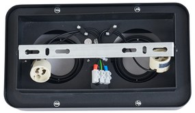 Faretto da superficie arrotondato nero a 2 luci ruotabile e inclinabile - Dox