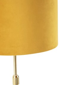Lampada da tavolo oro / ottone con paralume in velluto giallo 25 cm - Parte