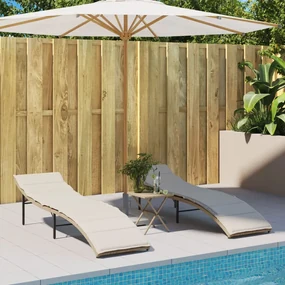 Lettini Prendisole 2 Pz Con Cuscini Beige İn Polyrattan /