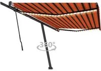 Tenda da Sole Retrattile Manuale LED 500x350 cm Arancio Marrone 3069865