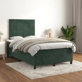 Giroletto A Molle Con Materasso Verde Scuro 120x200 Cm Velluto /