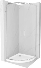 Mexen Rio cabina doccia semicircolare 90 x 90 cm, trasparente, cromo + piatto doccia Flat, bianco - 863-090-090-01-00-4110