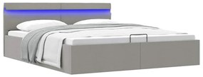 Giroletto Con Contenitore E Led Grigio Chiaro Tessuto 160x200cm /