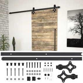 Kit Di Binari Per Porte Scorrevoli Skıen 200 Cm Acciaio Nero /