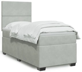 Giroletto A Molle Con Materasso Grigio Chiaro 100x200cm Velluto /