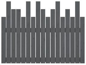 Testiera da parete grigia 108x3x80 cm in legno massello di pino