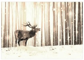 Fotomurale adesivo Deer in the Snow (Sepia)