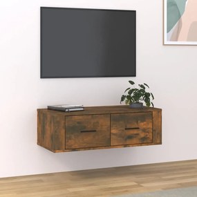 Mobile tv pensile rovere fumo 80x36x25 cm in legno multistrato