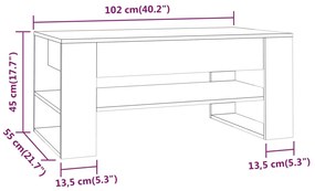 Tavolino Salotto Rovere Anticato 102x55x45 cm Legno Multistrato