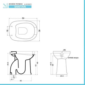 Vaso bidet combinato per anziani H 49 apertura frontale e scarico a terra