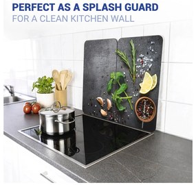 Set di 2 copri stufe in vetro grigio Herbs Universal - Wenko