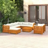 Set Divani da Giardino 10 pz con Cuscini in Massello di Acaciacod mxl 93439