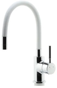 FERRO - Rubinetto per lavello con braccio flessible cromo lucido/bianco
