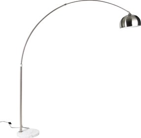 Lampada da terra ad arco in acciaio con base in marmo bianco e paralume in acciaio - Arc XXL
