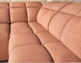 Divano angolare color salmone allungabile/con contenitore (con penisola a destra/a L) e rivestimento in bouclé Falconn – ELTAP