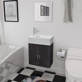 Set Mobili Da Bagno Con Lavabo 3 Pz Nero /