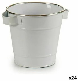 Vaso Secchio Bianco Argentato Zinco 19,5 x 14,5 x 16,5 cm (24 Unità)