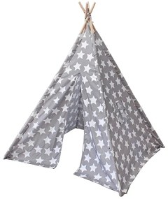 Tenda teepee grigia per bambini con motivo a stelle 110 cm x 140 cm