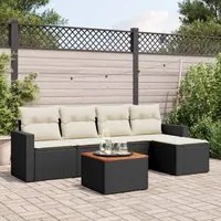 Set Divano da Giardino 6 pz con Cuscini Nero in Polyrattan 3224096