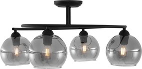 Plafoniera moderna nera con vetro fumé 4 luci - Alanis