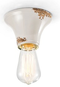 Plafoniera Vintage Tonda Piccola Ceramica Bianca 1 Luce E27