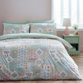 Set copripiumino e federa per letto matrimoniale 3 pezzi 200x200 cm Folk Patchwork – Catherine Lansfield