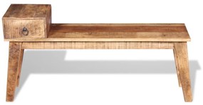 Panchina con Cassetto in Solido Legno di Mango 120x36x60 cm