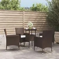 Set Bistr da Giardino 5 pz con Cuscini in Polyrattan Marrone