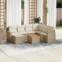 Set Divano da Giardino 8 pz con Cuscini Beige in Polyrattan 3224238