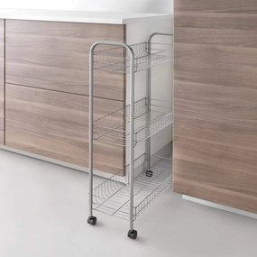 Supporto mobile con 3 ripiani Ascona Slim De Luxe, altezza 84 cm - Metaltex