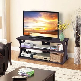 Costway Supporto per televisori fino a 114cm con ripiani di stoccaggio aperti, Console TV multimediale soggiorno