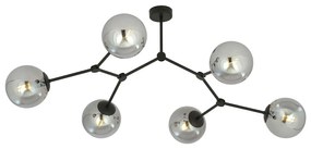Plafoniera Minimal Iperione Acciaio Nero Grigio 6 Luci E14 Ip20