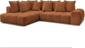 Divano angolare color terracotta allungabile e con contenitore (penisola a sinistra/a L) con rivestimento in ciniglia Everest – Bobochic Paris
